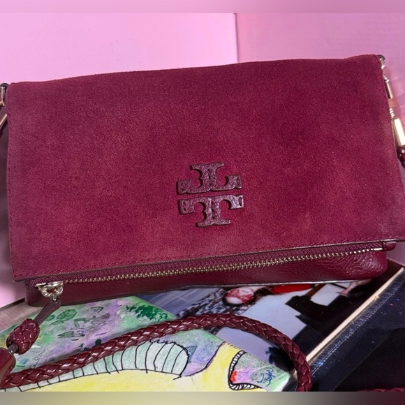 Tory Burch Handbags - Tory Burch Burgundy/Red Suede Clutch